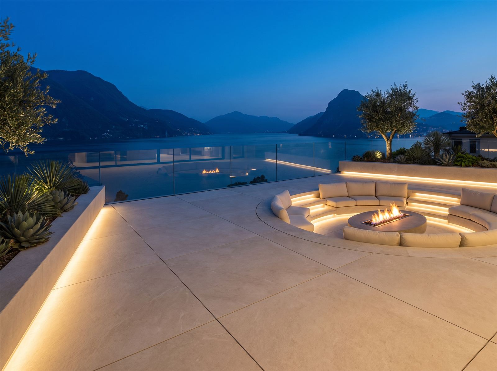 Exklusive Dachterrasse zur blauen Stunde